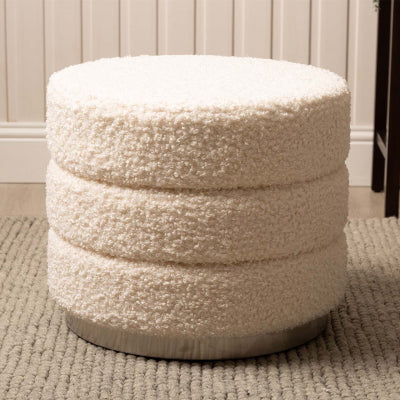 Ivory Boucle Ottoman